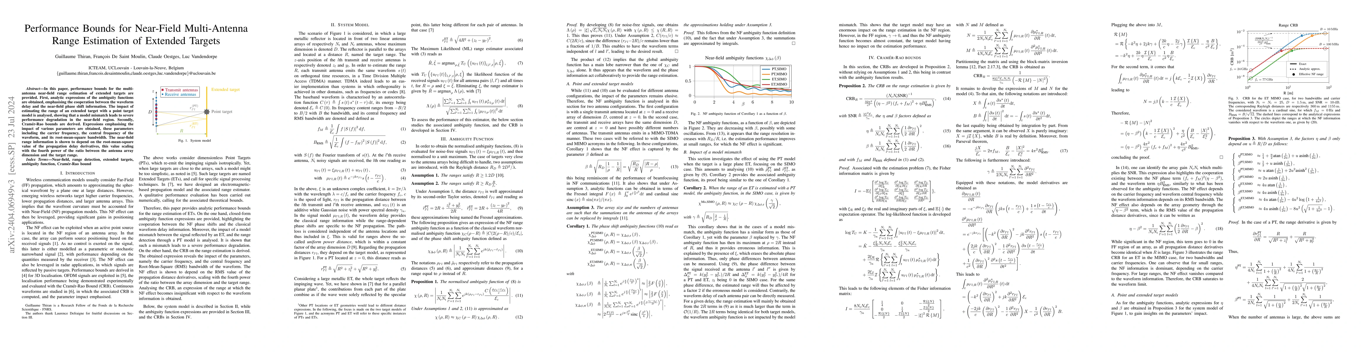 Thumbnail for Performance Bounds for Near-Field Multi-Antenna Range Estimation of
  Extended Targets