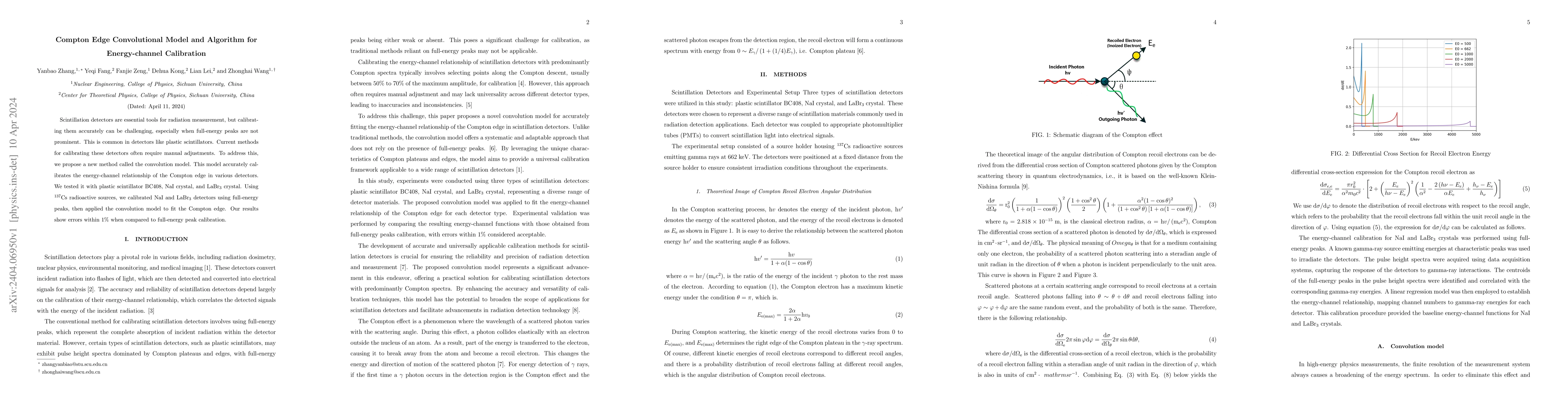 Thumbnail for Compton Edge Convolutional Model and Algorithm for Energy-channel
  Calibration