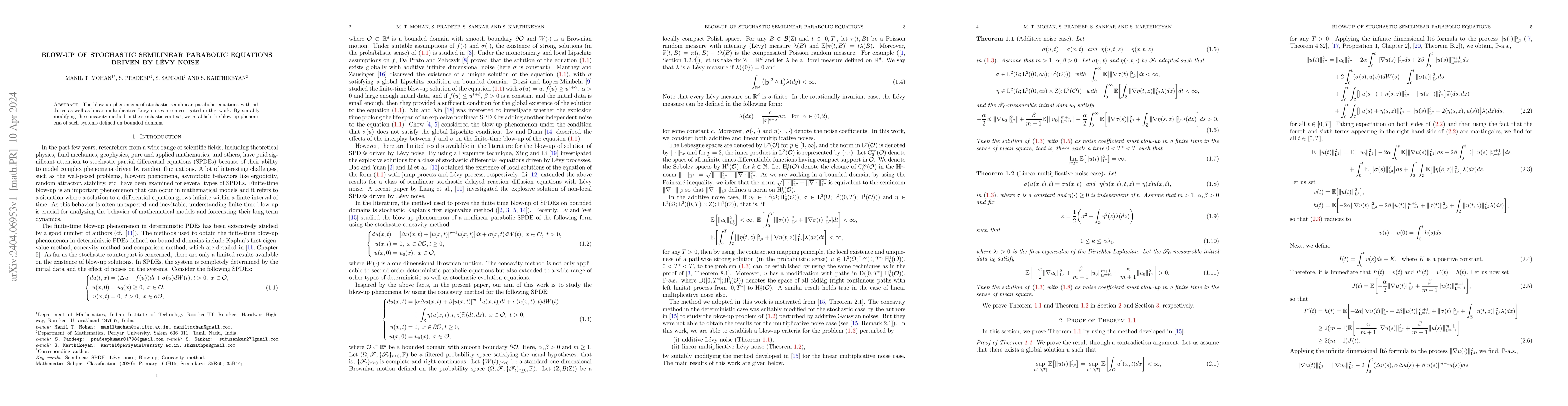 Thumbnail for Blow-up of stochastic semilinear parabolic equations driven by L\'evy
  noise