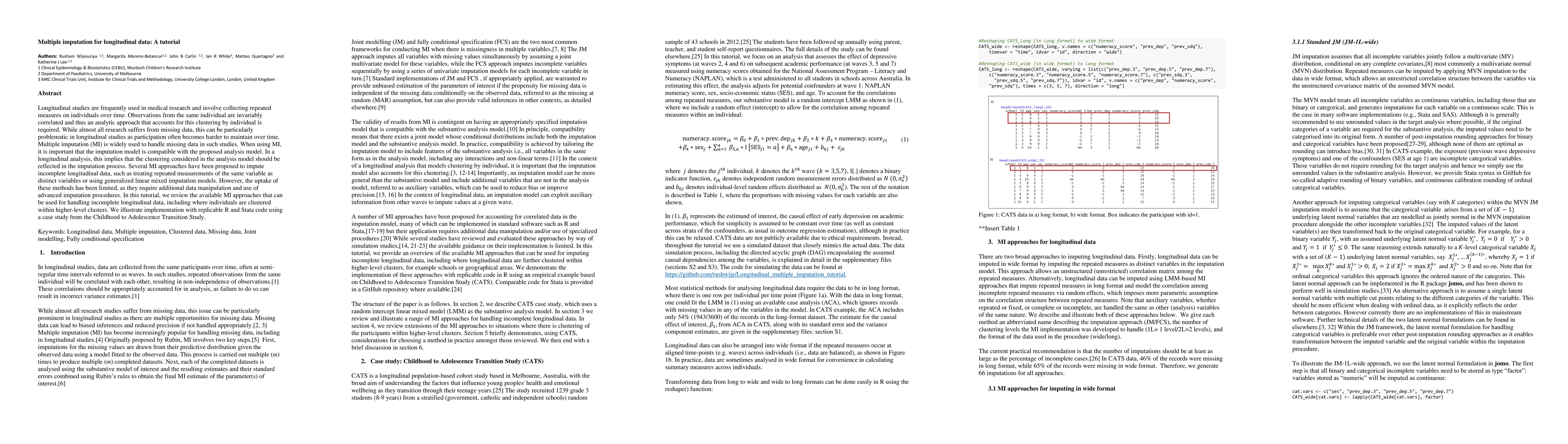 Thumbnail for Multiple imputation for longitudinal data: A tutorial