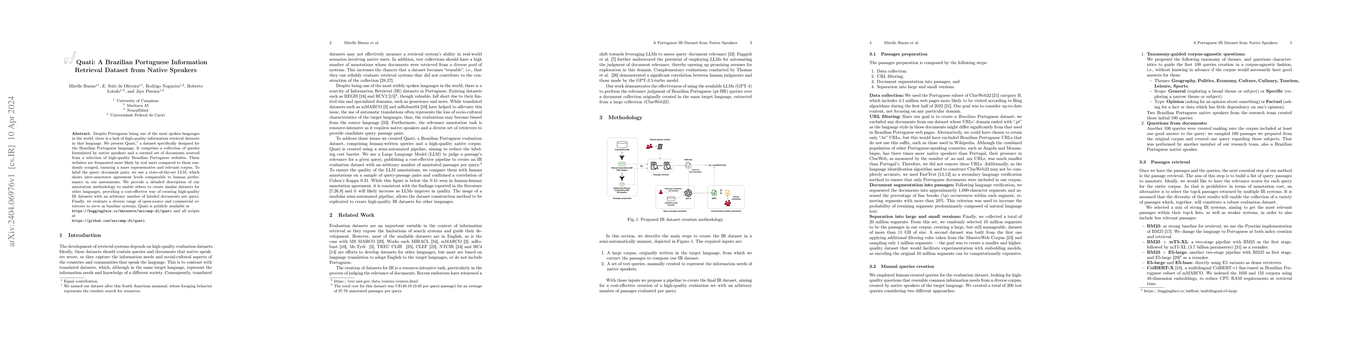 Thumbnail for Quati: A Brazilian Portuguese Information Retrieval Dataset from Native
  Speakers