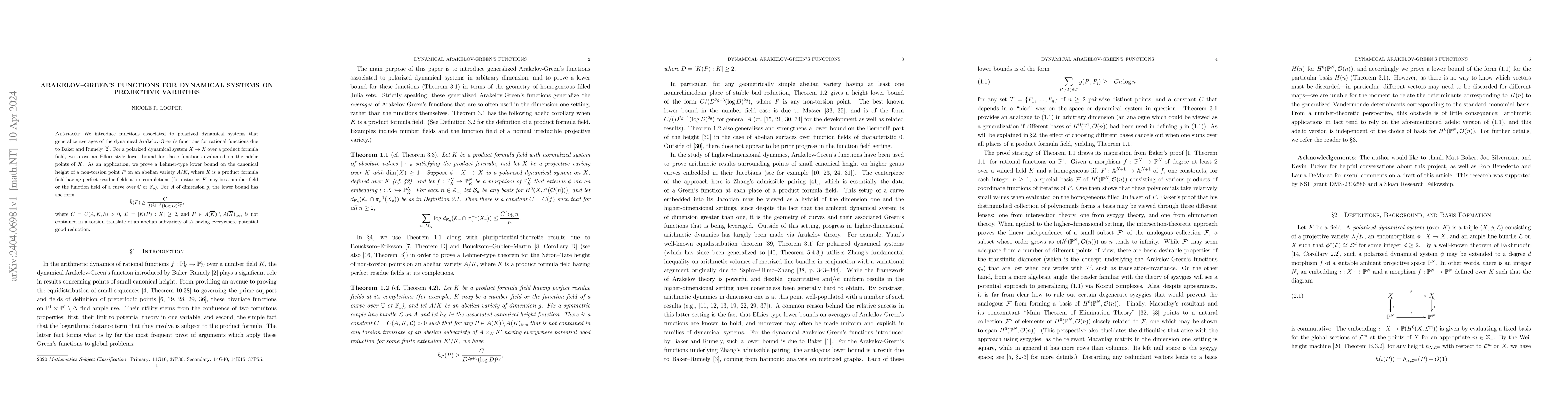 Thumbnail for Arakelov-Green's functions for dynamical systems on projective varieties