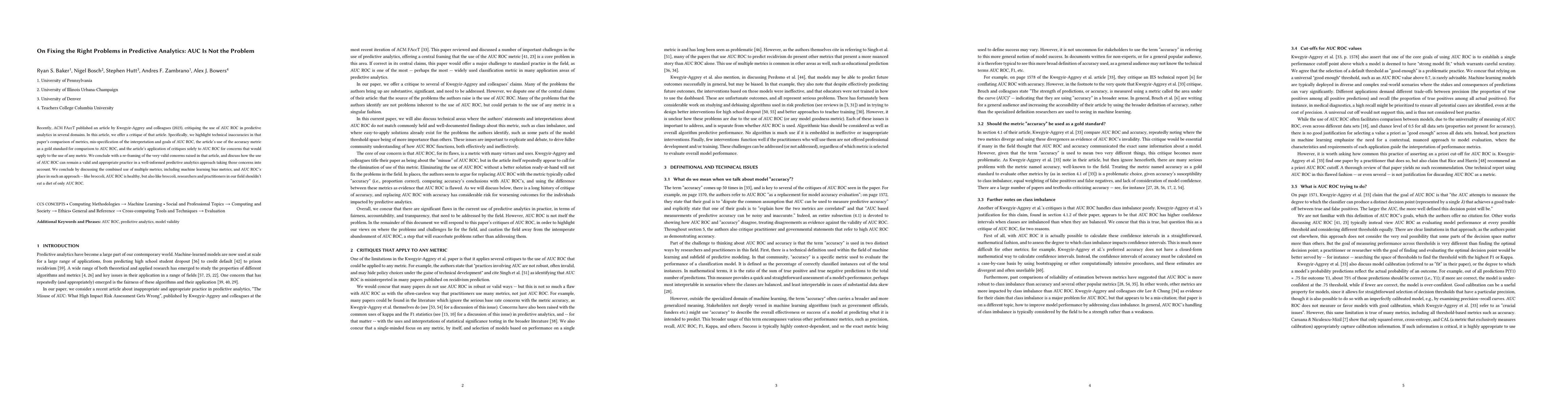 Thumbnail for On Fixing the Right Problems in Predictive Analytics: AUC Is Not the
  Problem
