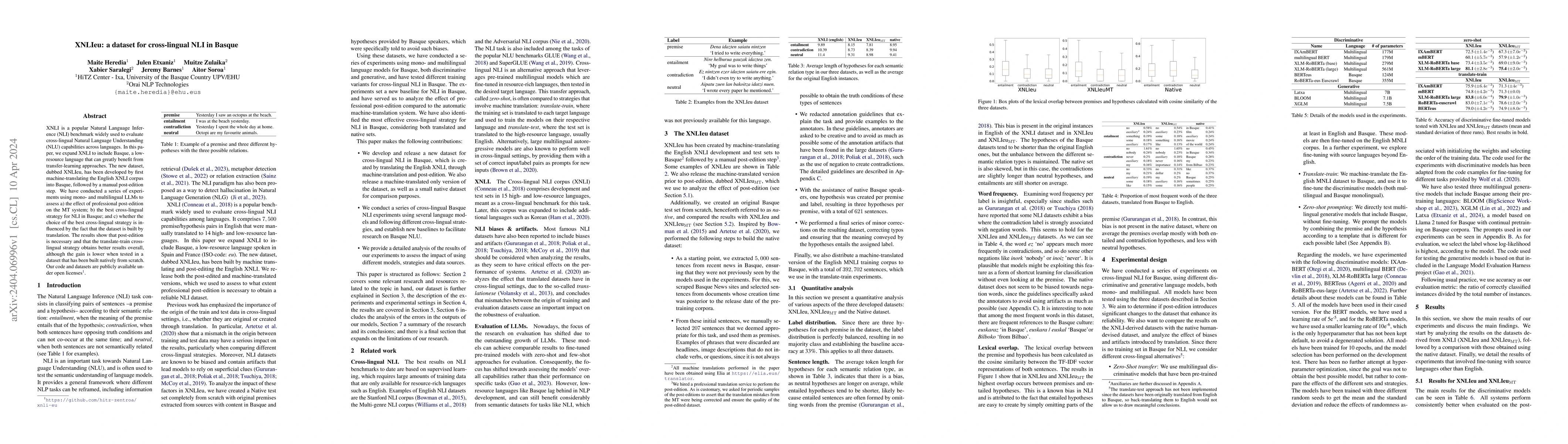 Thumbnail for XNLIeu: a dataset for cross-lingual NLI in Basque
