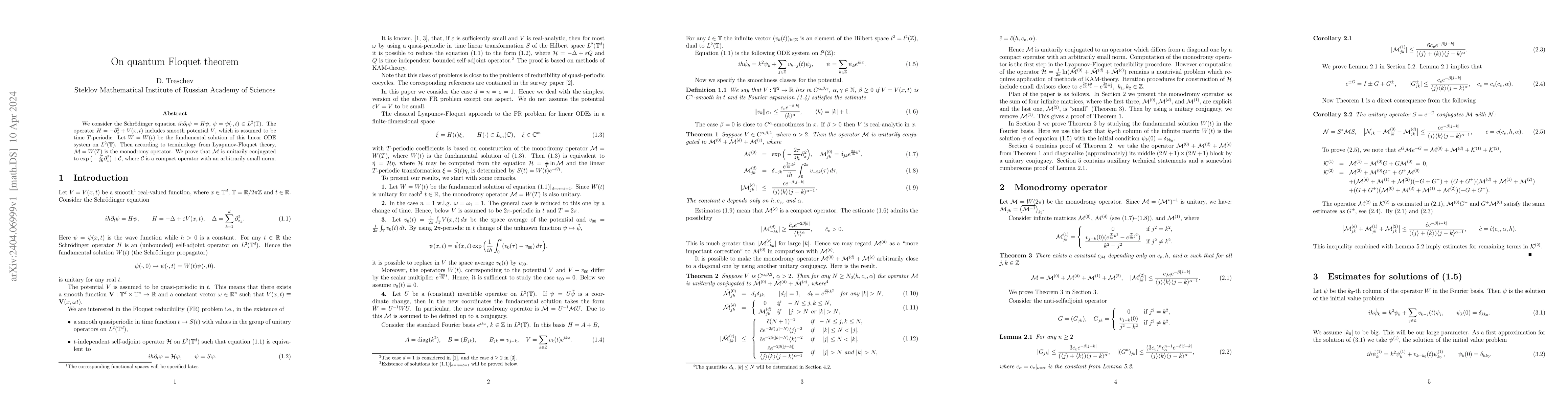 Thumbnail for On quantum Floquet theorem