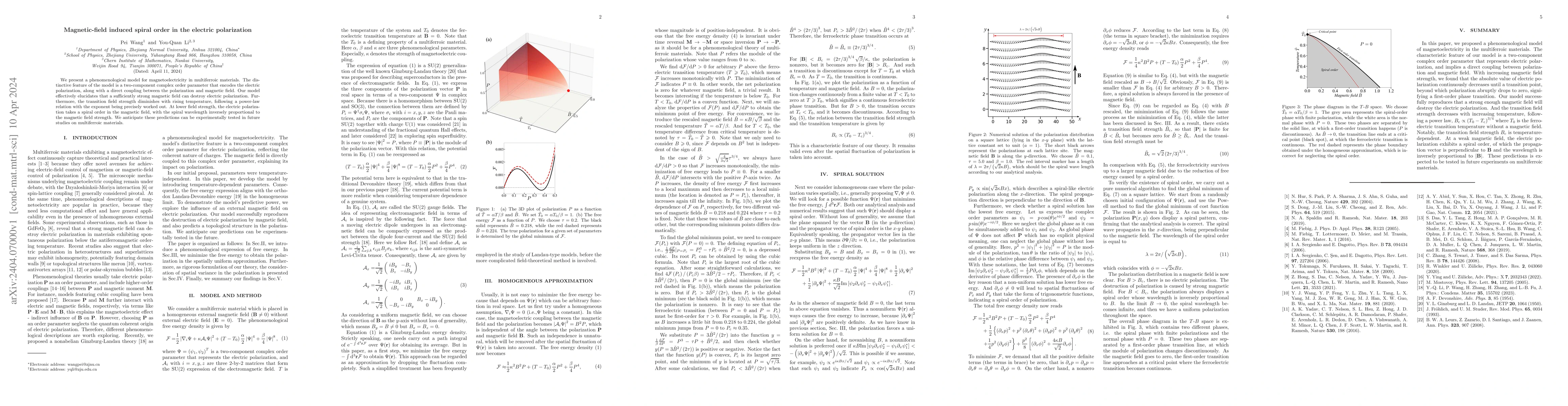 Thumbnail for Magnetic-field induced spiral order in the electric polarization