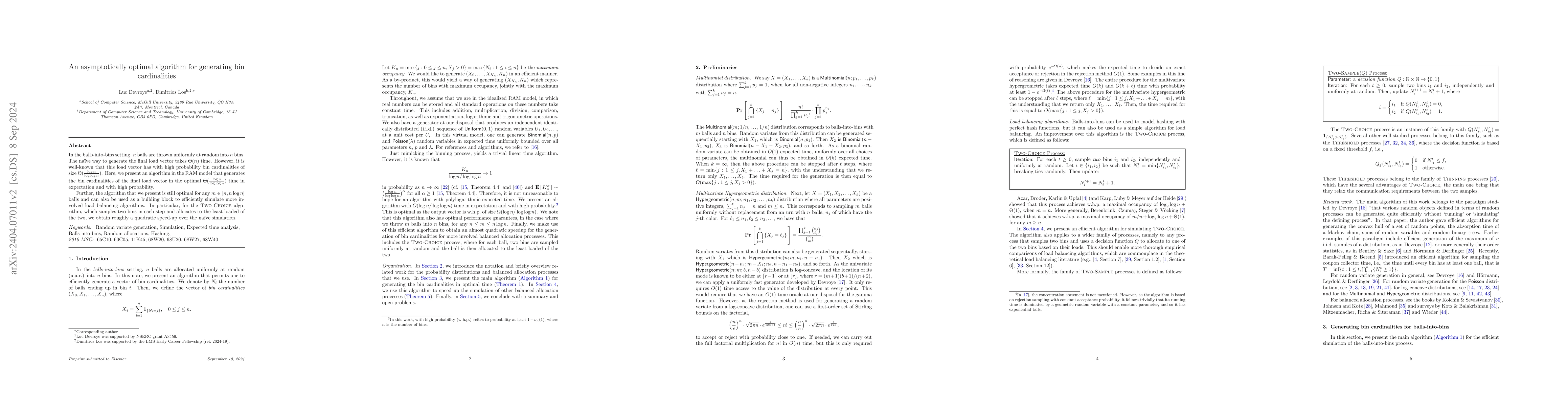 Thumbnail for An asymptotically optimal algorithm for generating bin cardinalities