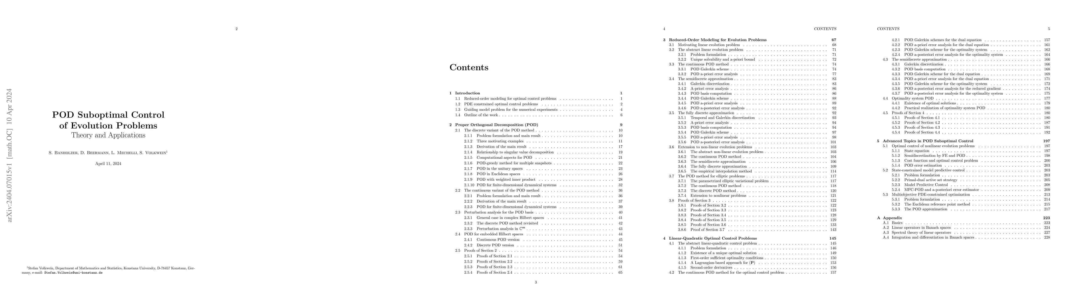 Thumbnail for POD Suboptimal Control of Evolution Problems: Theory and Applications
