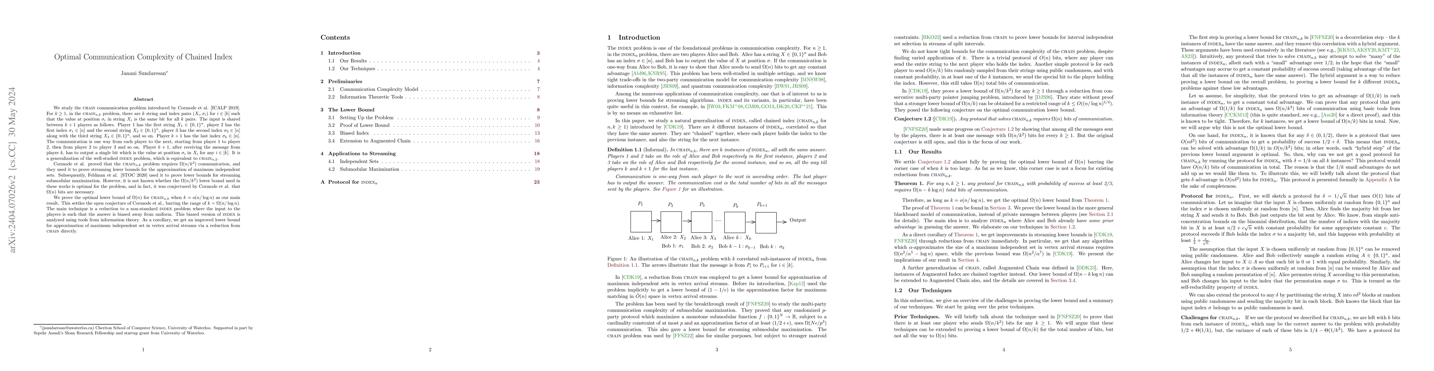 Thumbnail for Optimal Communication Complexity of Chained Index