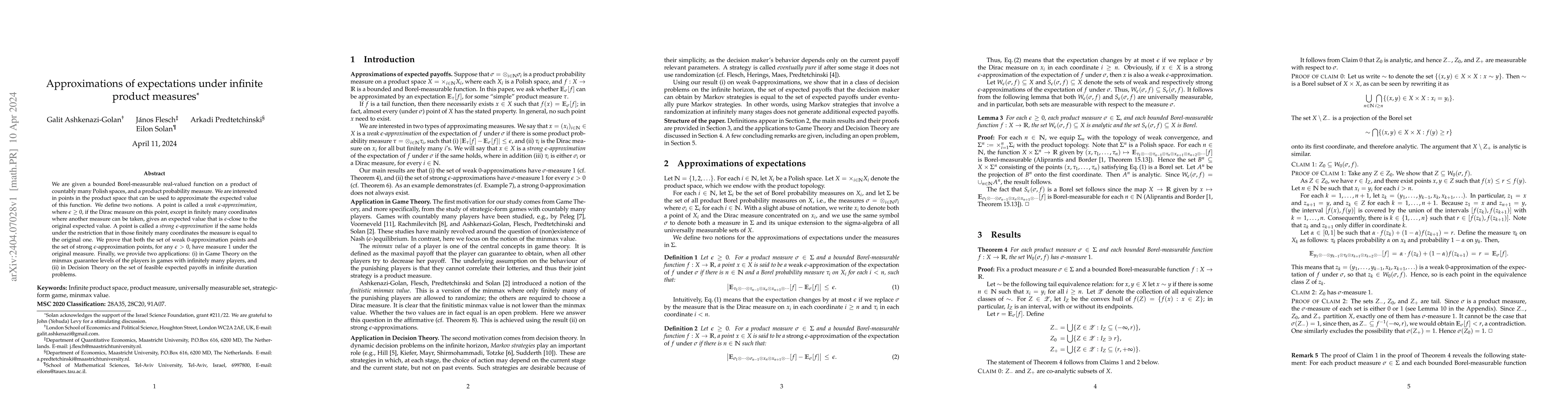 Thumbnail for Approximations of expectations under infinite product measures