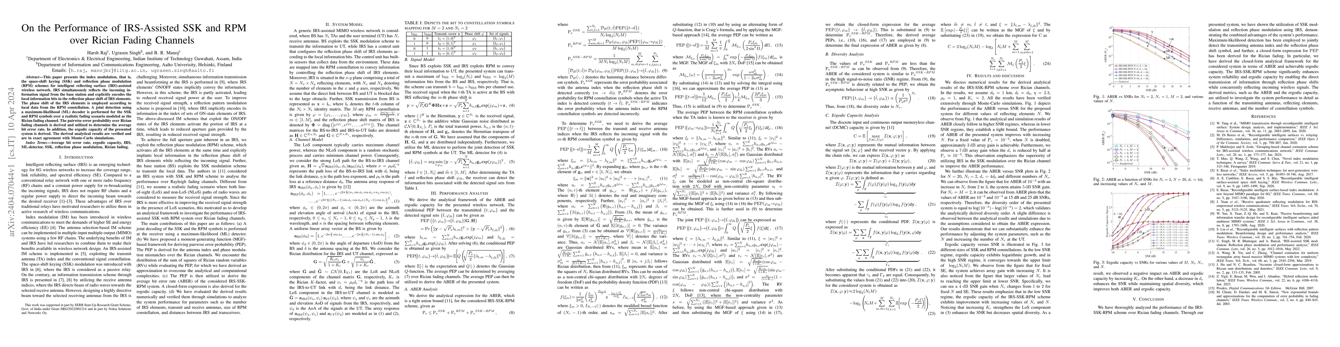 Thumbnail for On the Performance of IRS-Assisted SSK and RPM over Rician Fading
  Channels