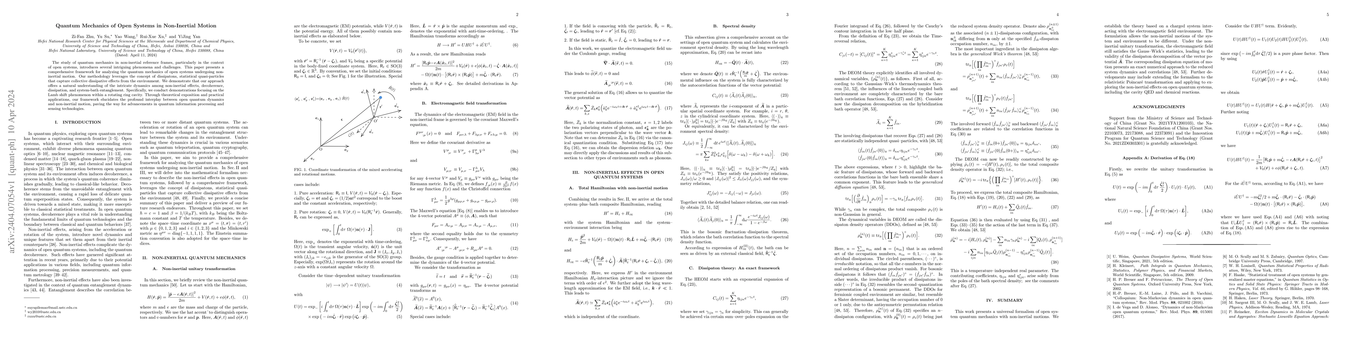 Thumbnail for Quantum Mechanics of Open Systems in Non-Inertial Motion