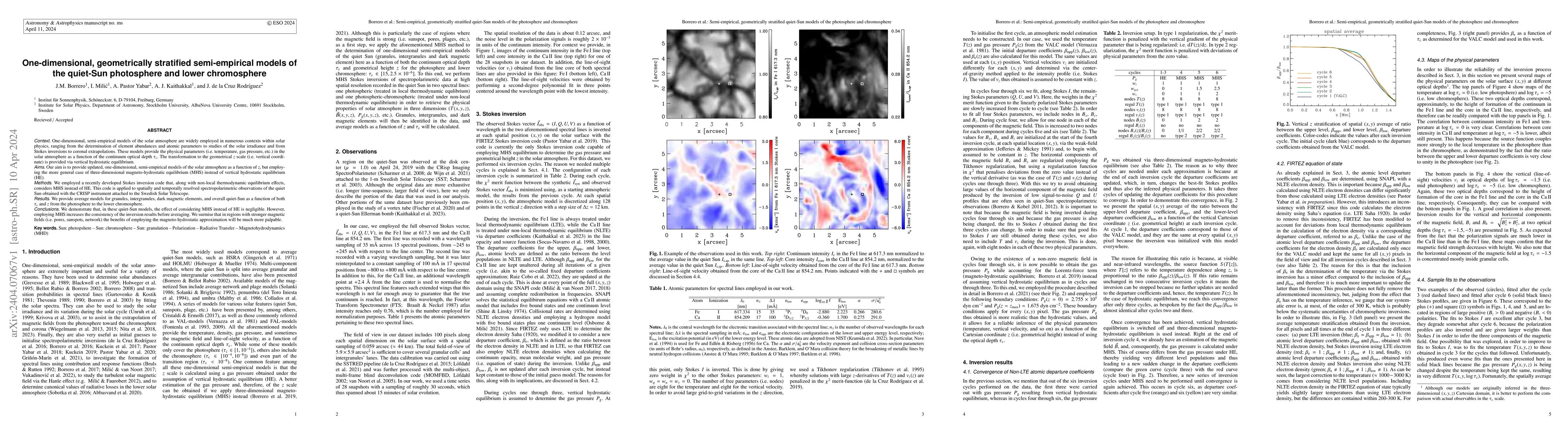Thumbnail for One-dimensional, geometrically stratified semi-empirical models of the
  quiet-Sun photosphere and lower chromosphere