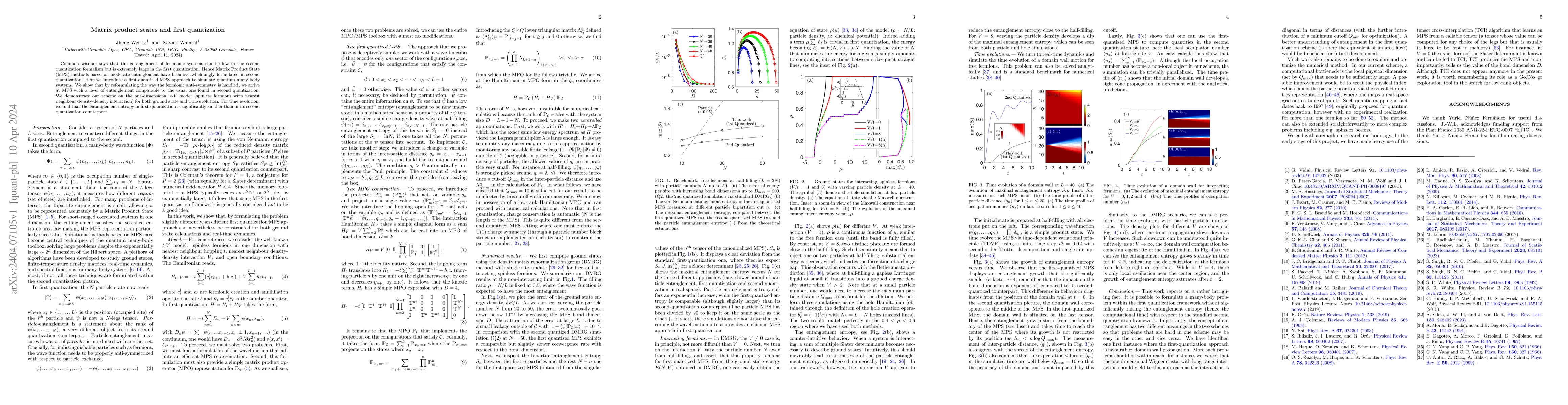 Thumbnail for Matrix product states and first quantization