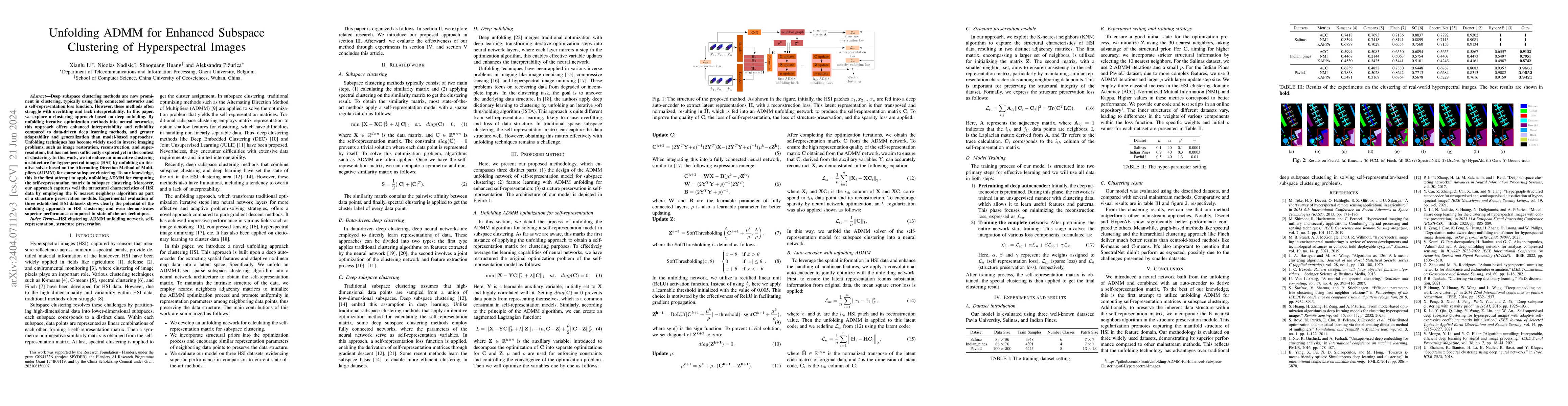 Thumbnail for Unfolding ADMM for Enhanced Subspace Clustering of Hyperspectral Images