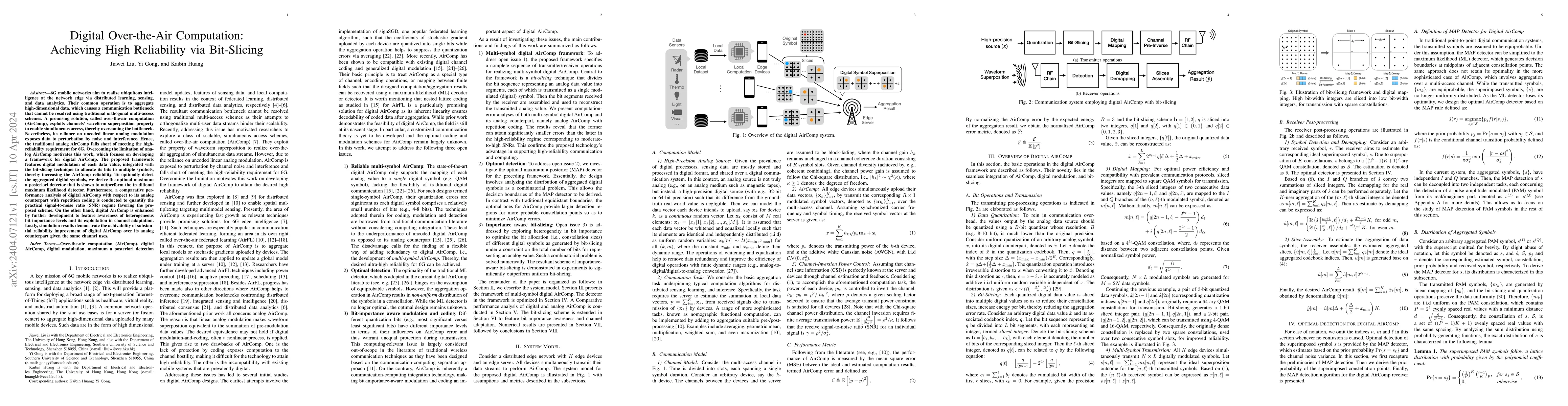 Thumbnail for Digital Over-the-Air Computation: Achieving High Reliability via
  Bit-Slicing