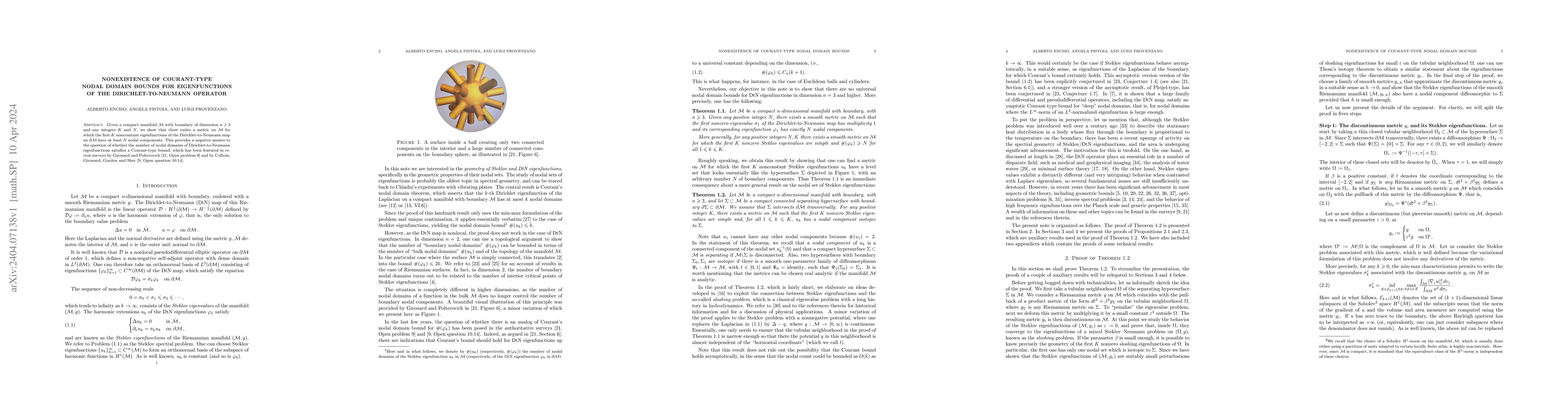 Thumbnail for Nonexistence of Courant-type nodal domain bounds for eigenfunctions of
  the Dirichlet-to-Neumann operator