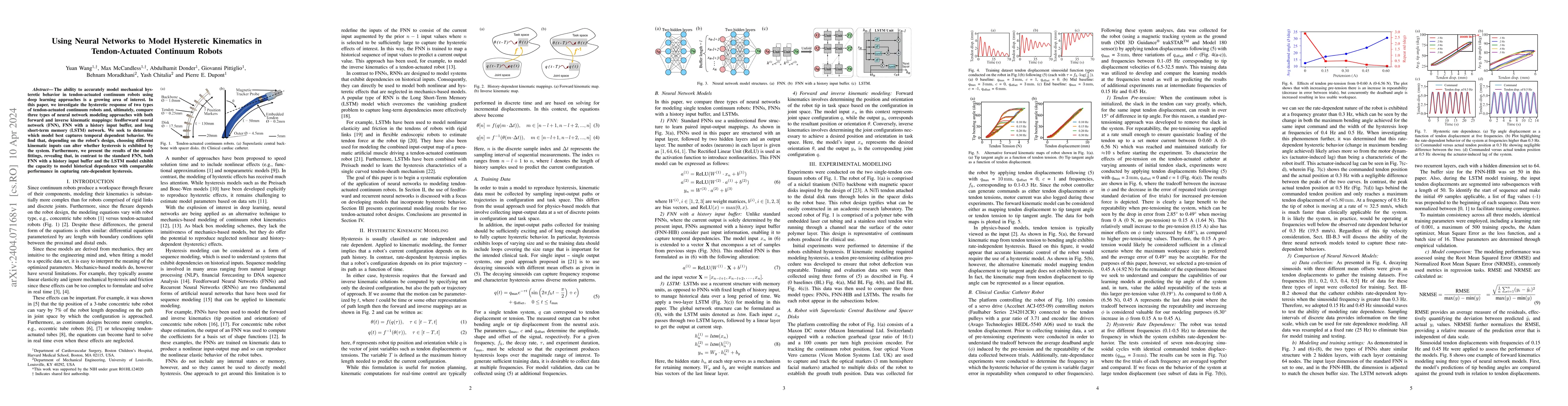 Thumbnail for Using Neural Networks to Model Hysteretic Kinematics in Tendon-Actuated
  Continuum Robots