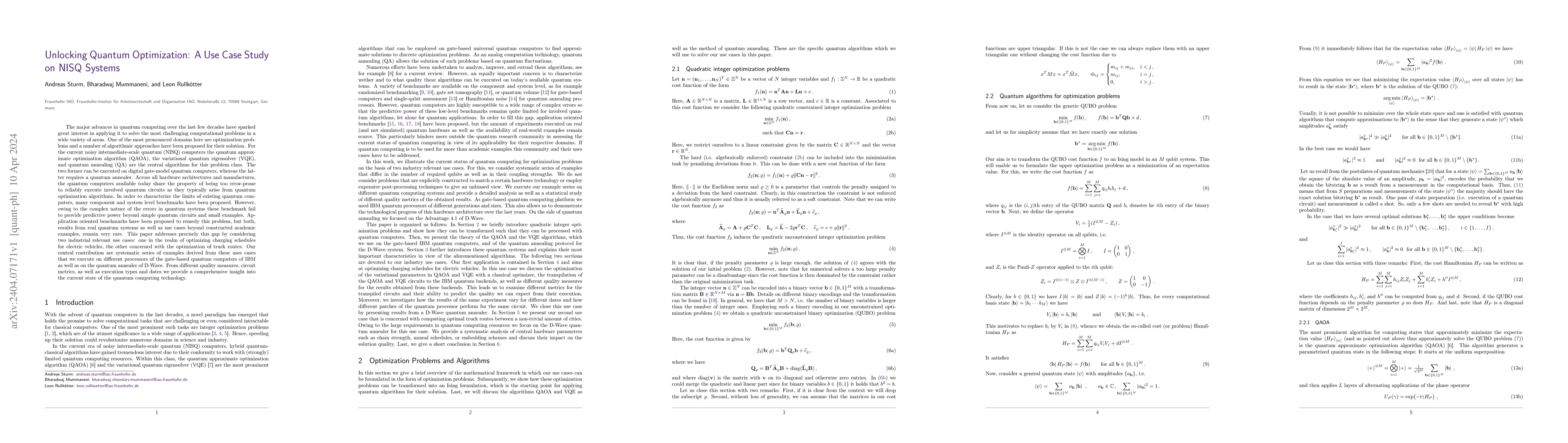 Thumbnail for Unlocking Quantum Optimization: A Use Case Study on NISQ Systems