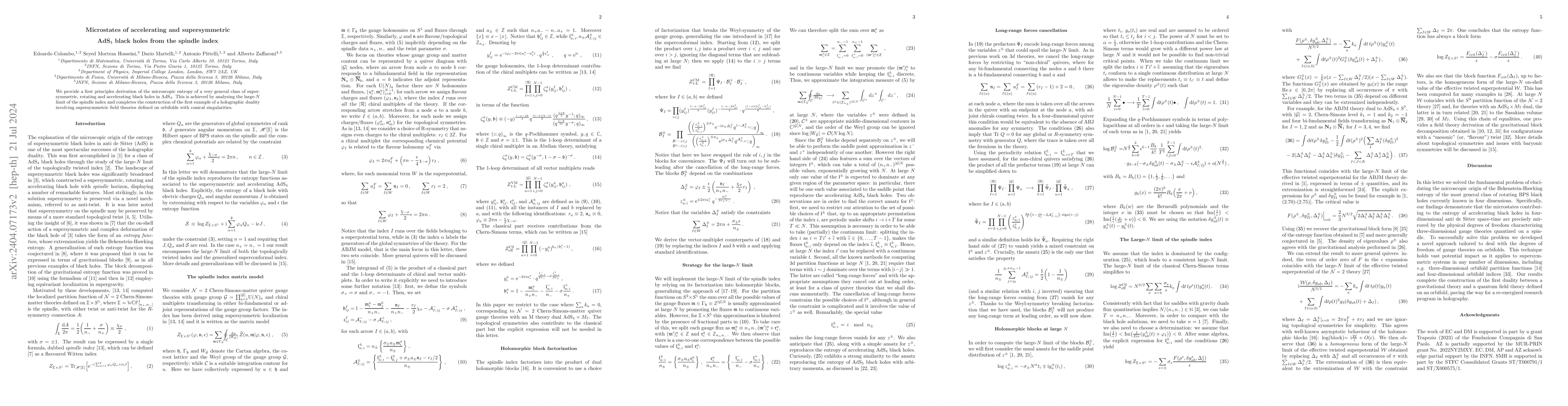 Thumbnail for Microstates of accelerating and supersymmetric AdS$_4$ black holes from
  the spindle index