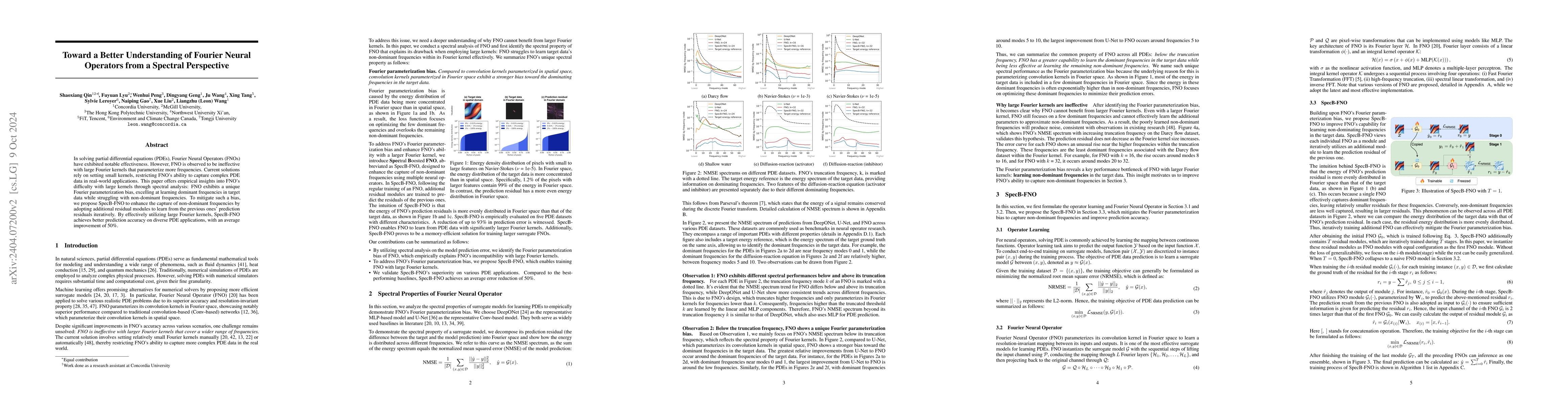 Thumbnail for Toward a Better Understanding of Fourier Neural Operators: Analysis and
  Improvement from a Spectral Perspective