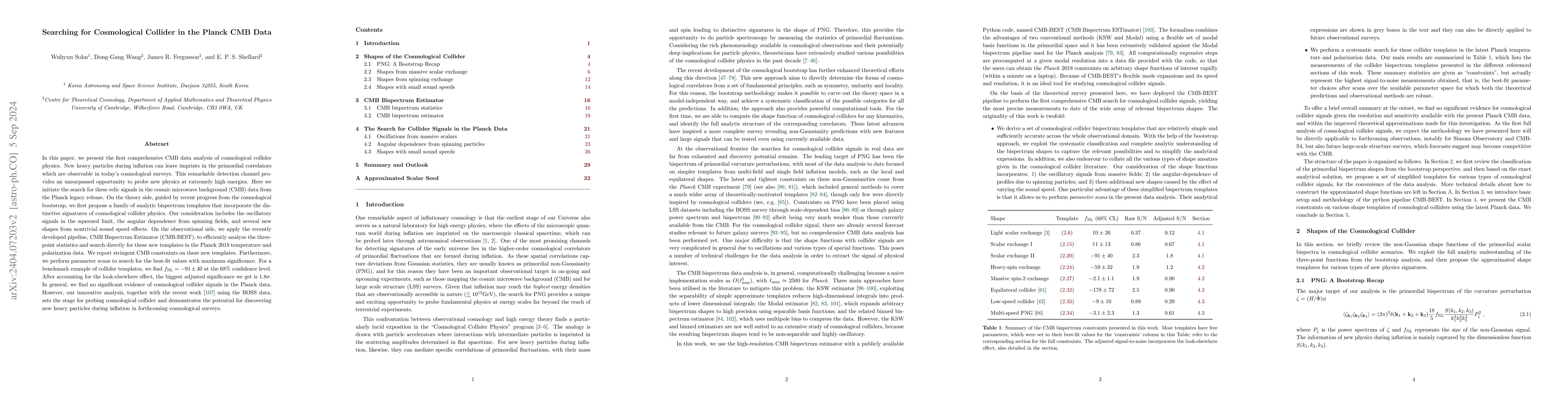 Thumbnail for Searching for Cosmological Collider in the Planck CMB Data