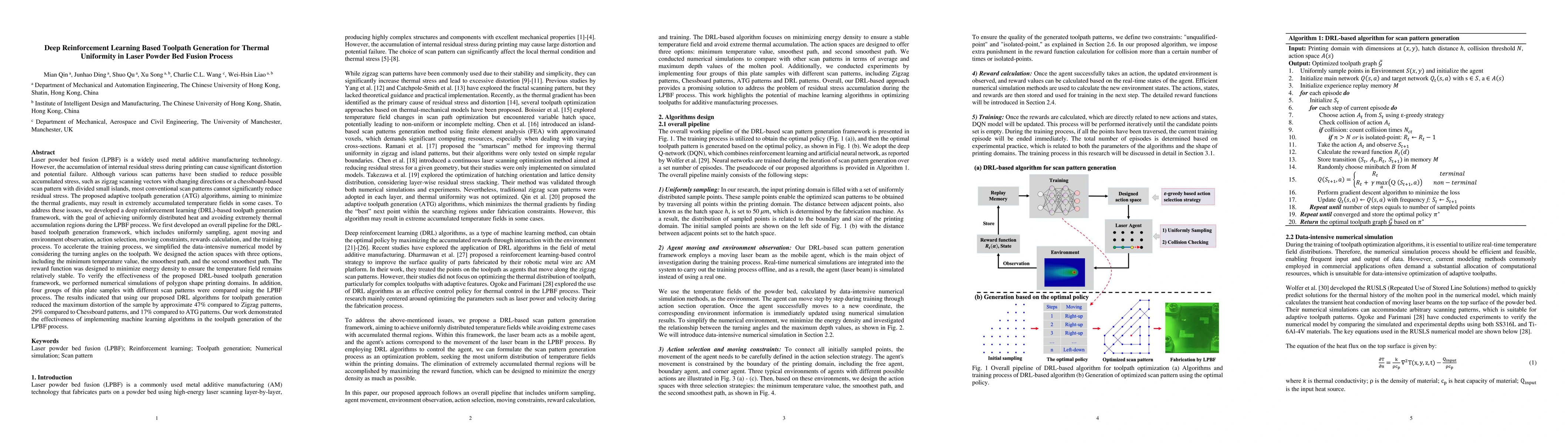 Thumbnail for Deep Reinforcement Learning Based Toolpath Generation for Thermal
  Uniformity in Laser Powder Bed Fusion Process