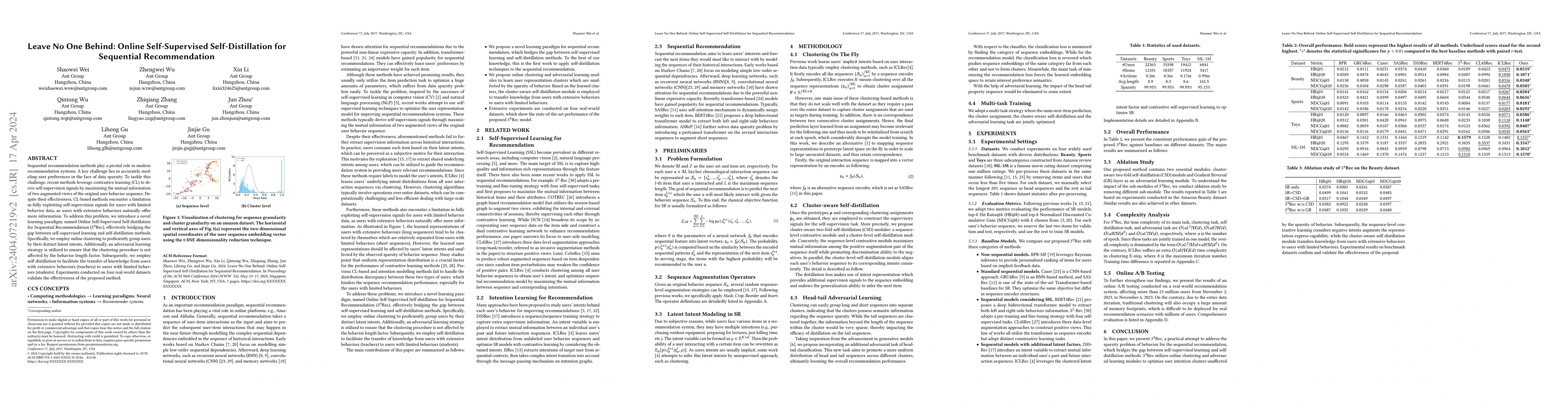 Thumbnail for Leave No One Behind: Online Self-Supervised Self-Distillation for
  Sequential Recommendation