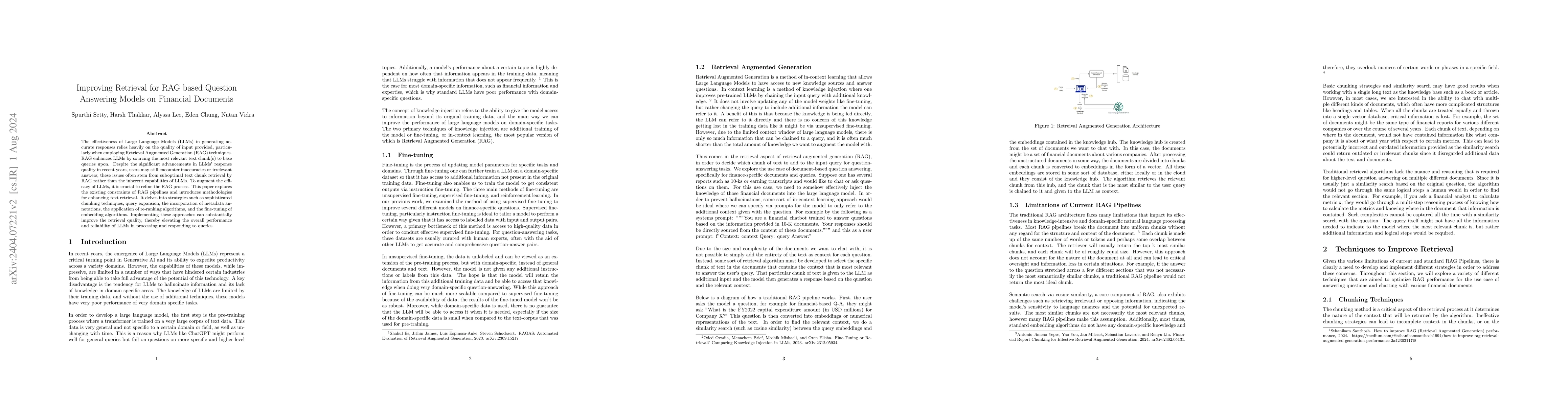 Thumbnail for Improving Retrieval for RAG based Question Answering Models on Financial
  Documents