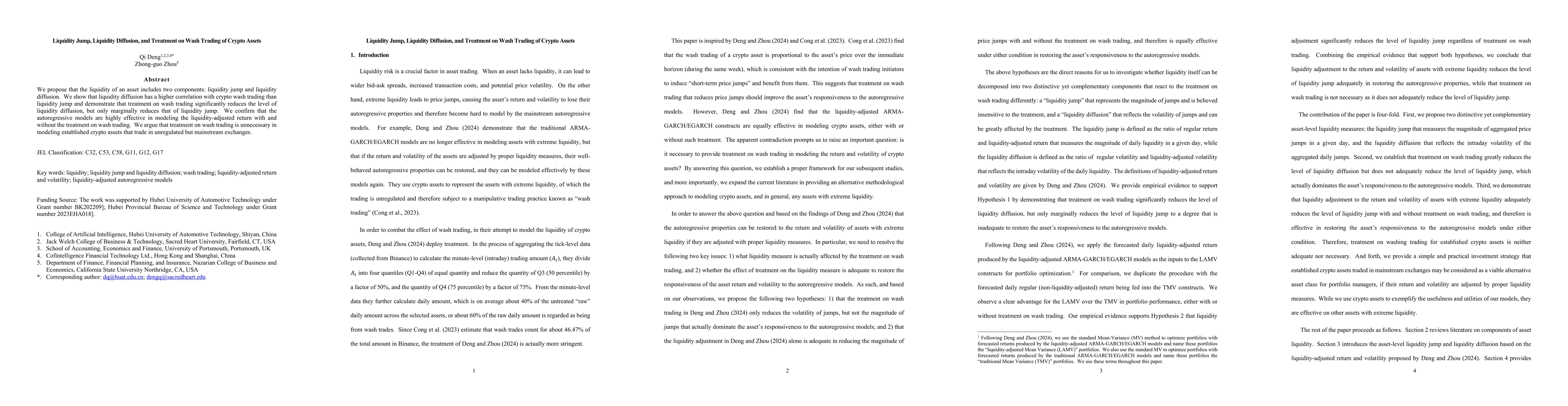 Thumbnail for Liquidity Jump, Liquidity Diffusion, and Treatment on Wash Trading of
  Crypto Assets