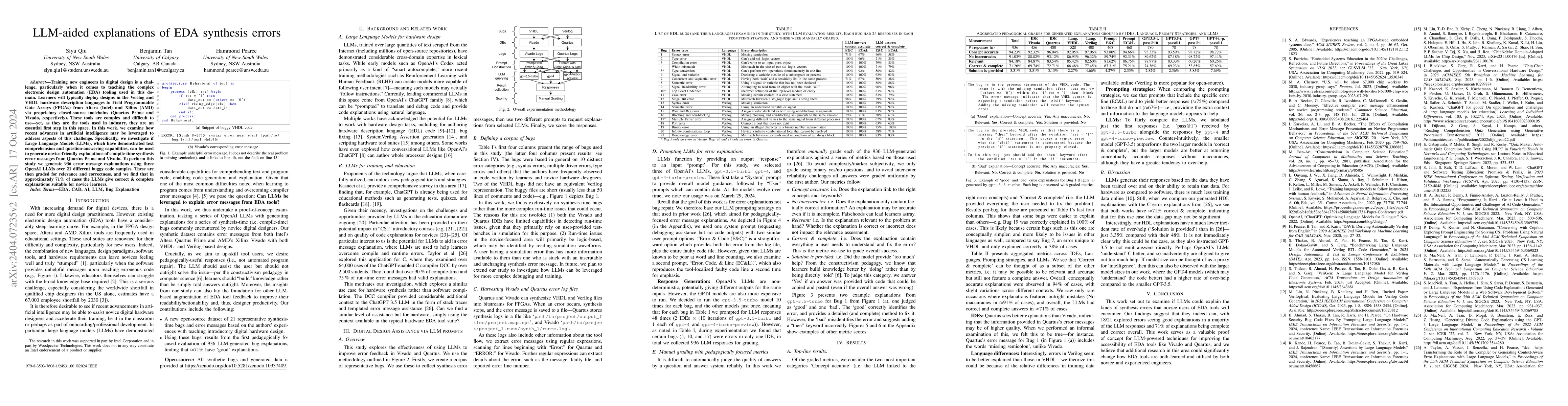 Thumbnail for Explaining EDA synthesis errors with LLMs
