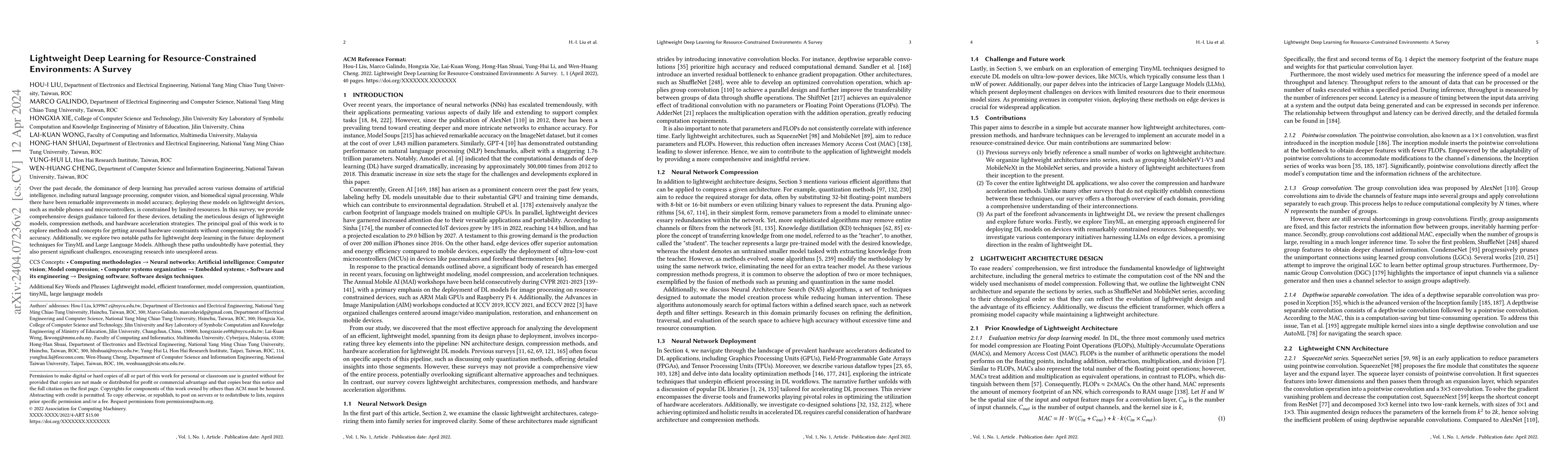 Thumbnail for Lightweight Deep Learning for Resource-Constrained Environments: A
  Survey