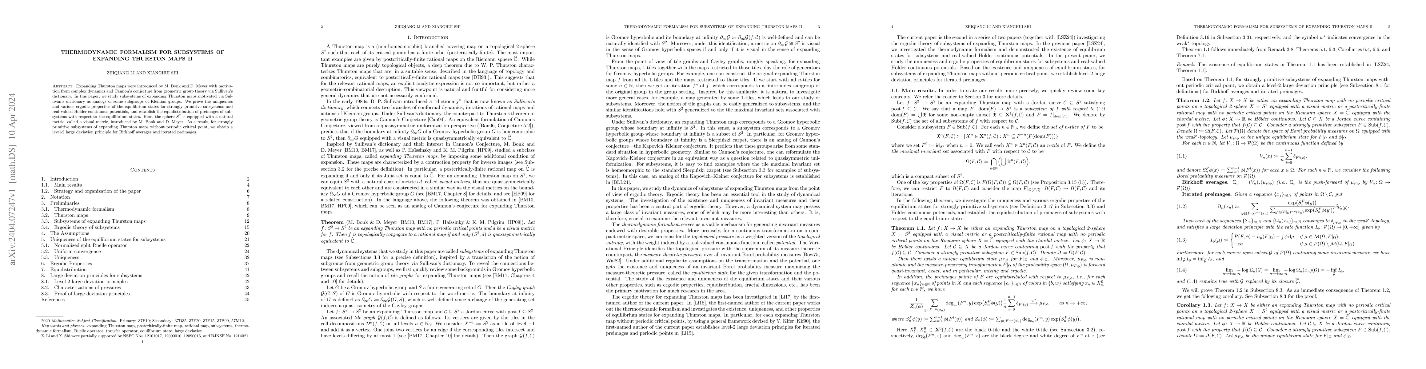 Thumbnail for Thermodynamic formalism for subsystems of expanding Thurston maps II