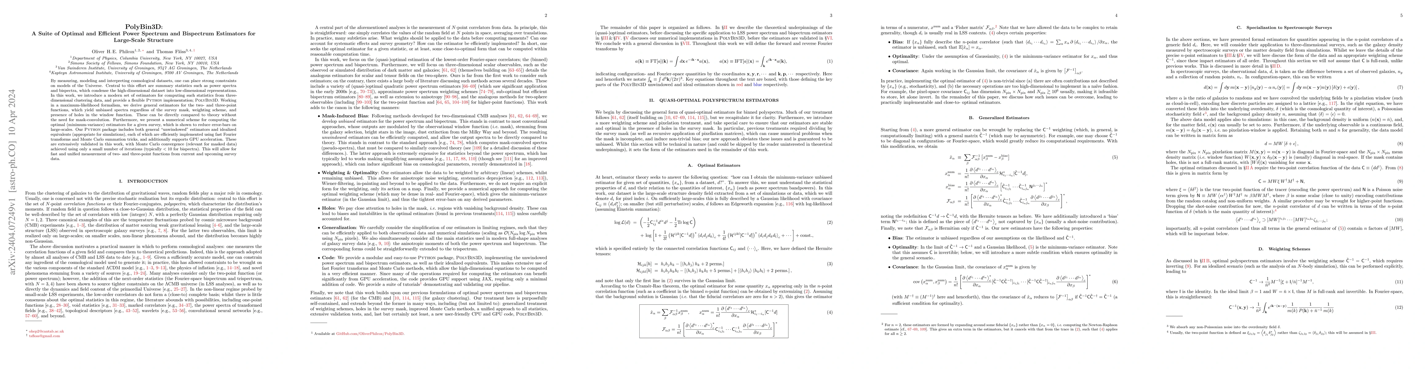 Thumbnail for PolyBin3D: A Suite of Optimal and Efficient Power Spectrum and
  Bispectrum Estimators for Large-Scale Structure