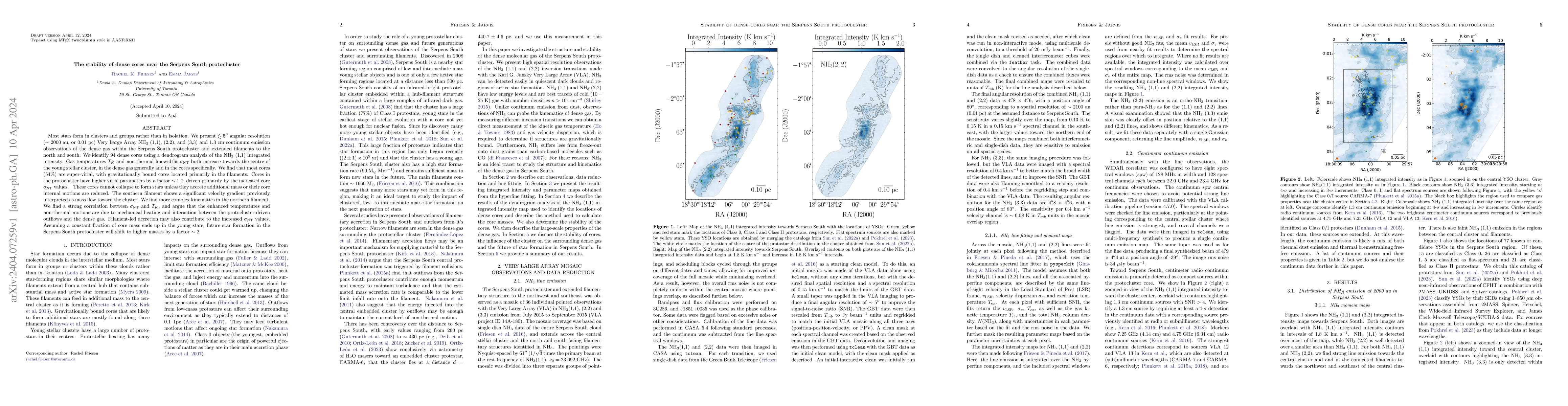Thumbnail for The stability of dense cores near the Serpens South protocluster