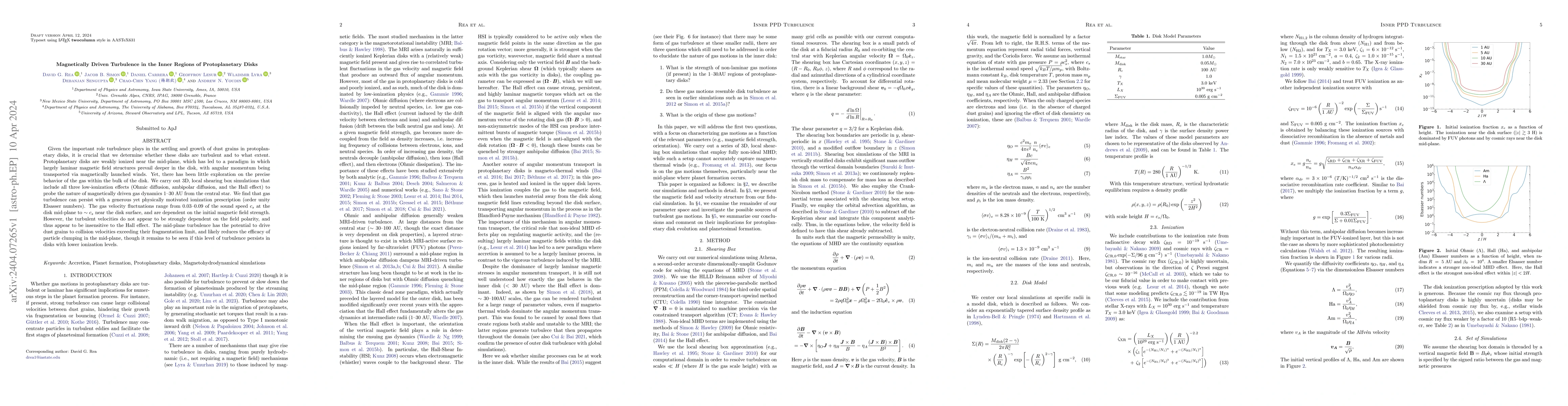 Thumbnail for Magnetically Driven Turbulence in the Inner Regions of Protoplanetary
  Disks