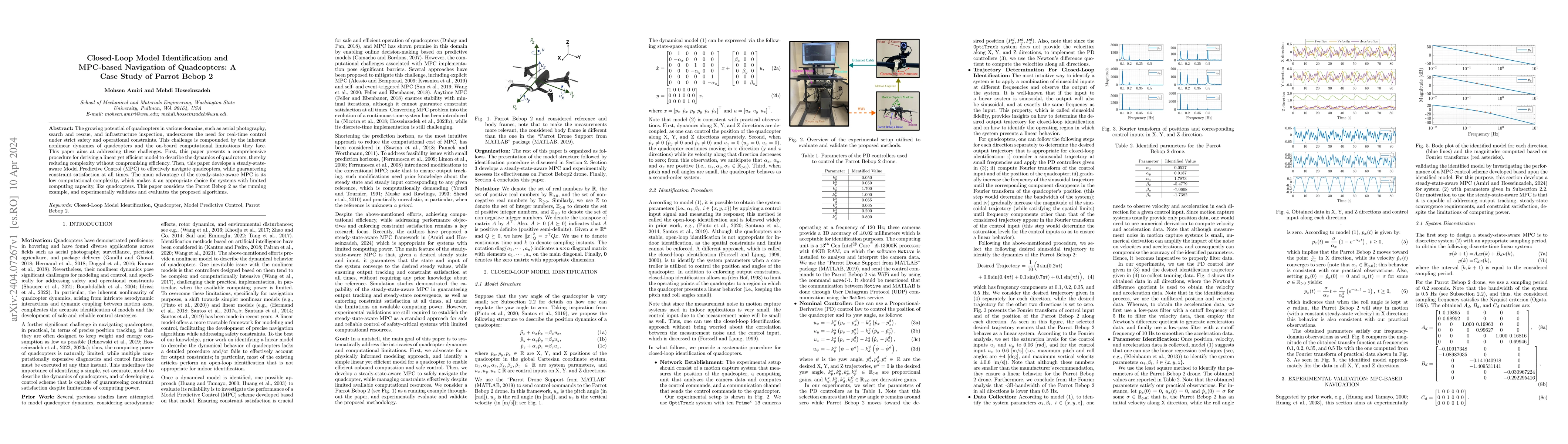 Thumbnail for Closed-Loop Model Identification and MPC-based Navigation of
  Quadcopters: A Case Study of Parrot Bebop 2