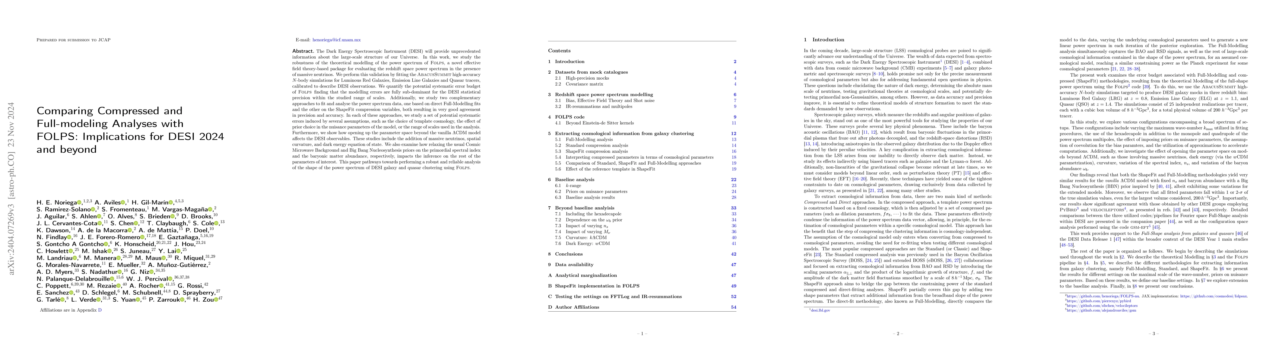 Thumbnail for Comparing Compressed and Full-modeling Analyses with FOLPS: Implications
  for DESI 2024 and beyond