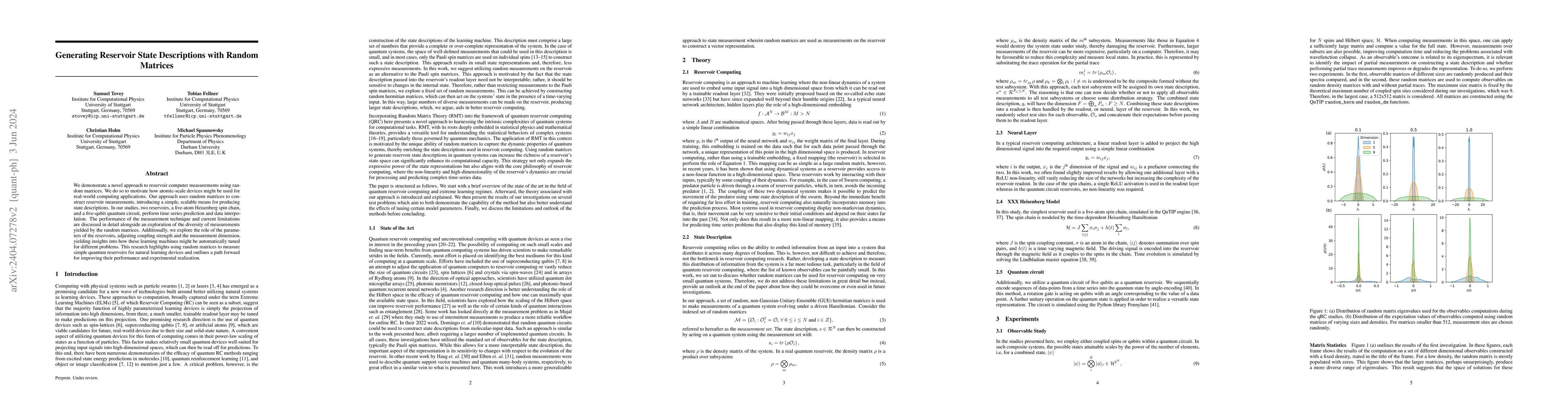 Thumbnail for Generating Reservoir State Descriptions with Random Matrices
