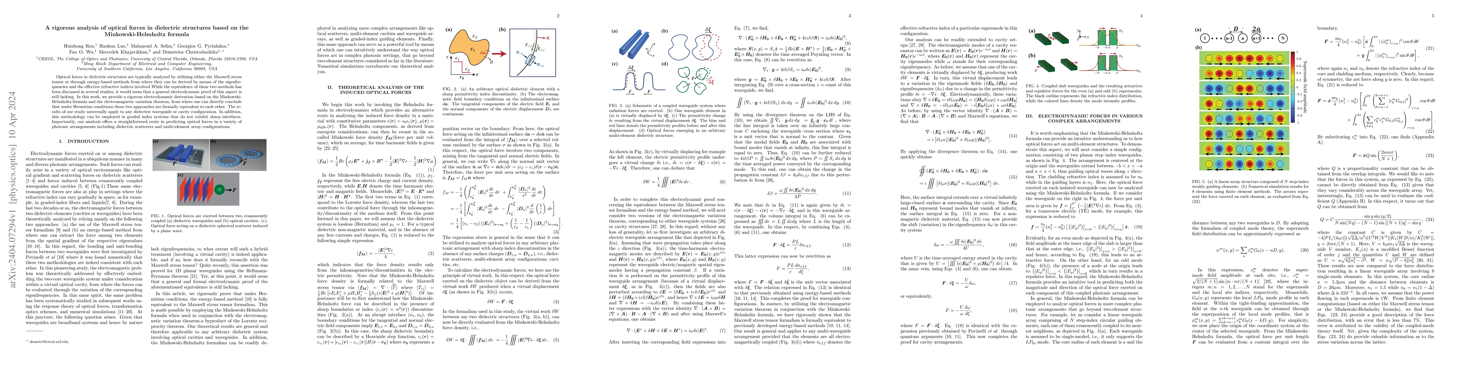 Thumbnail for Rigorous analysis of optical forces in dielectric structures based on
  the Minkowski-Helmholtz formula