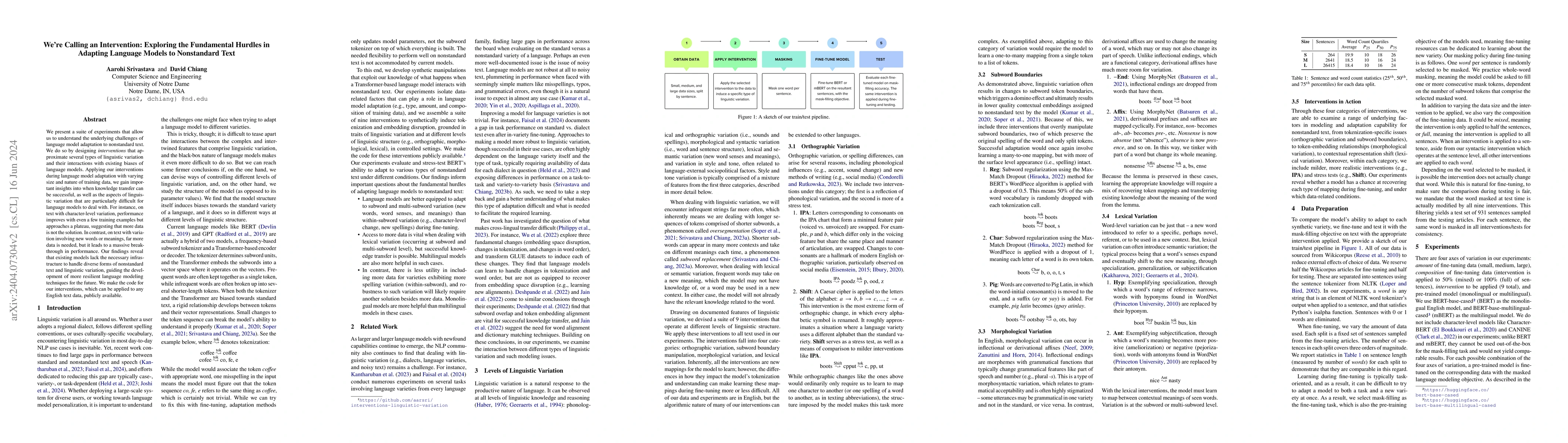 Thumbnail for We're Calling an Intervention: Exploring the Fundamental Hurdles in
  Adapting Language Models to Nonstandard Text