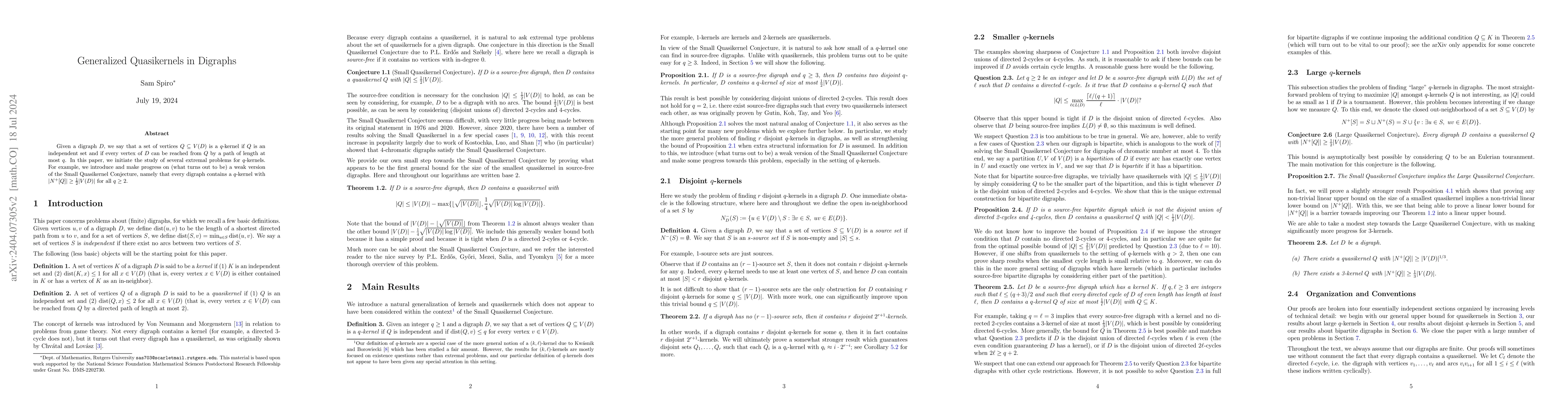 Thumbnail for Generalized Quasikernels in Digraphs