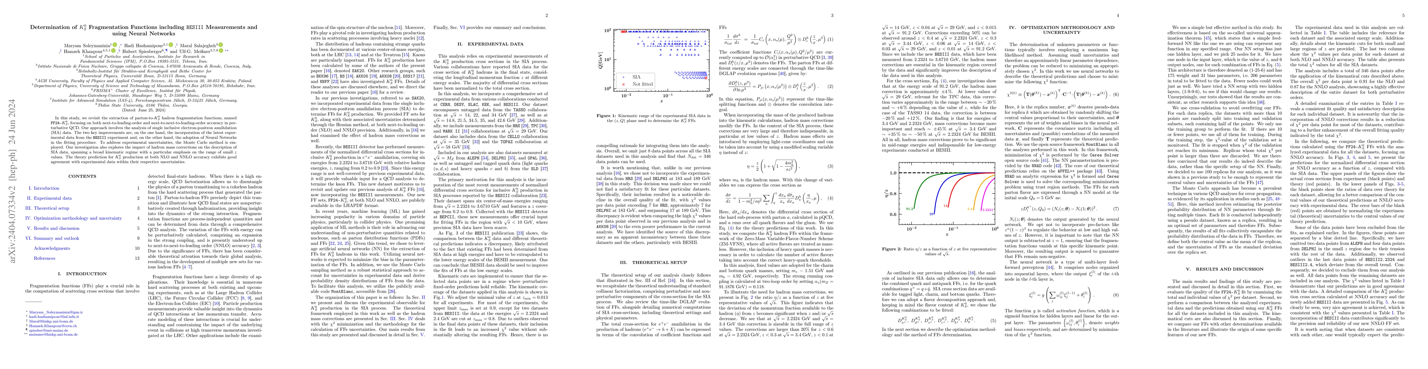 Thumbnail for Determination of $K^0_S$ Fragmentation Functions including BESIII
  Measurements and using Neural Networks
