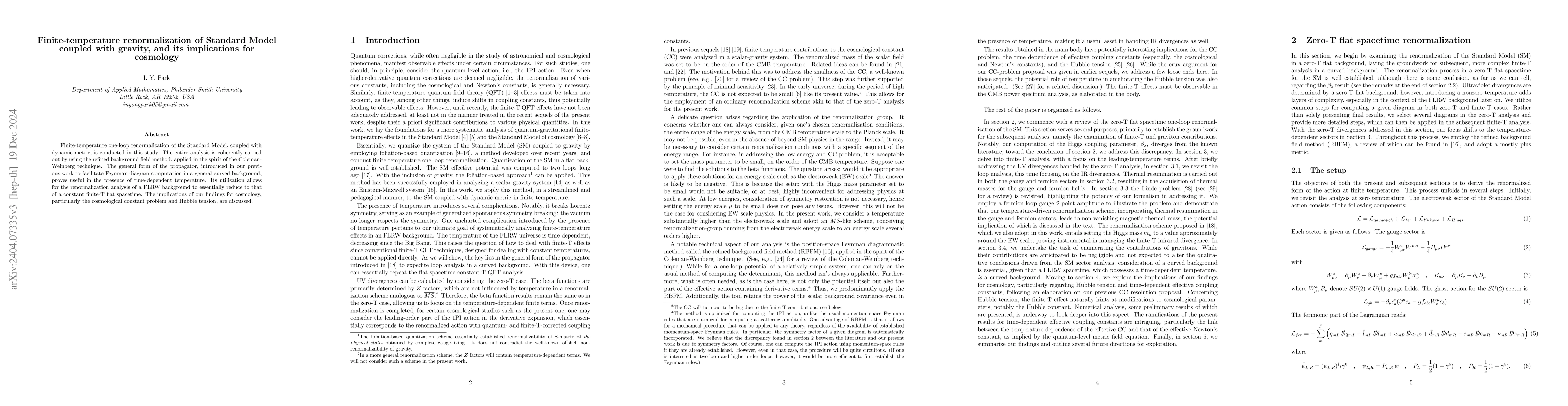 Thumbnail for Finite-temperature renormalization of Standard Model coupled with
  gravity, and its implications for cosmology