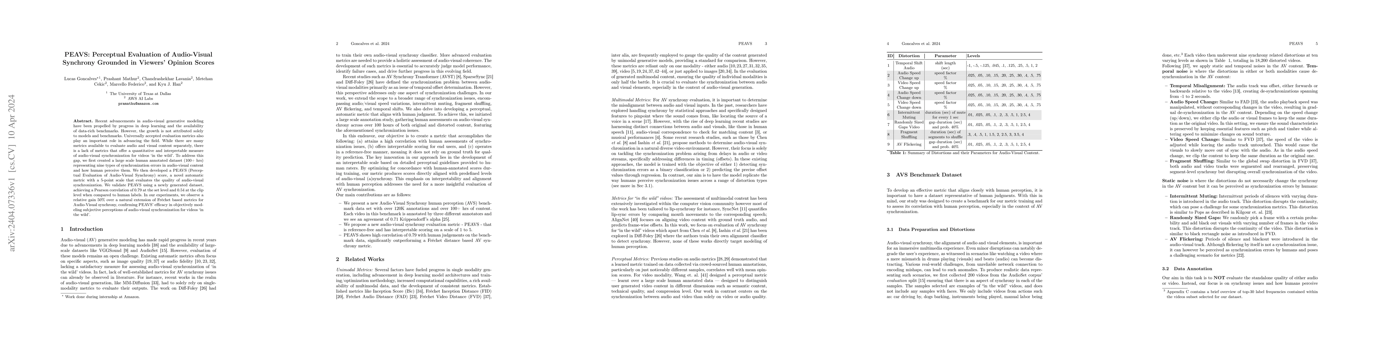 Thumbnail for PEAVS: Perceptual Evaluation of Audio-Visual Synchrony Grounded in
  Viewers' Opinion Scores