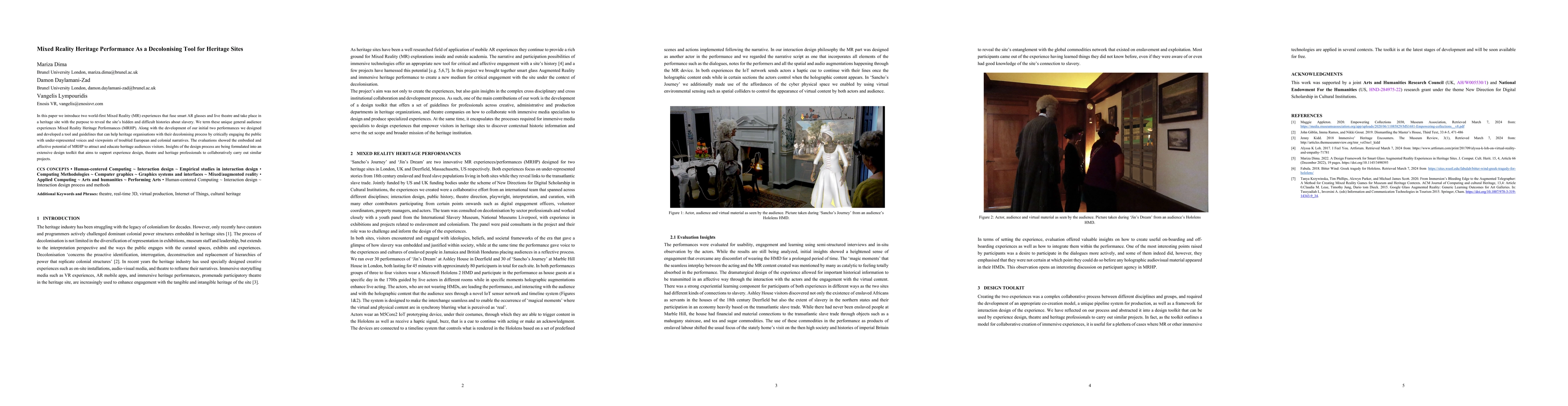 Thumbnail for Mixed Reality Heritage Performance As a Decolonising Tool for Heritage
  Sites