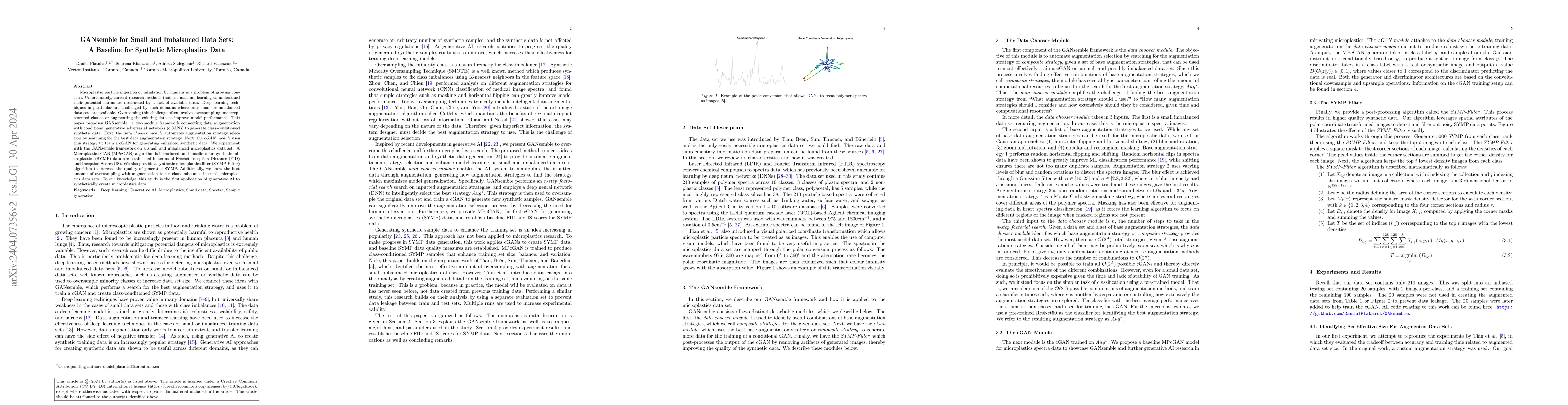 Thumbnail for GANsemble for Small and Imbalanced Data Sets: A Baseline for Synthetic
  Microplastics Data