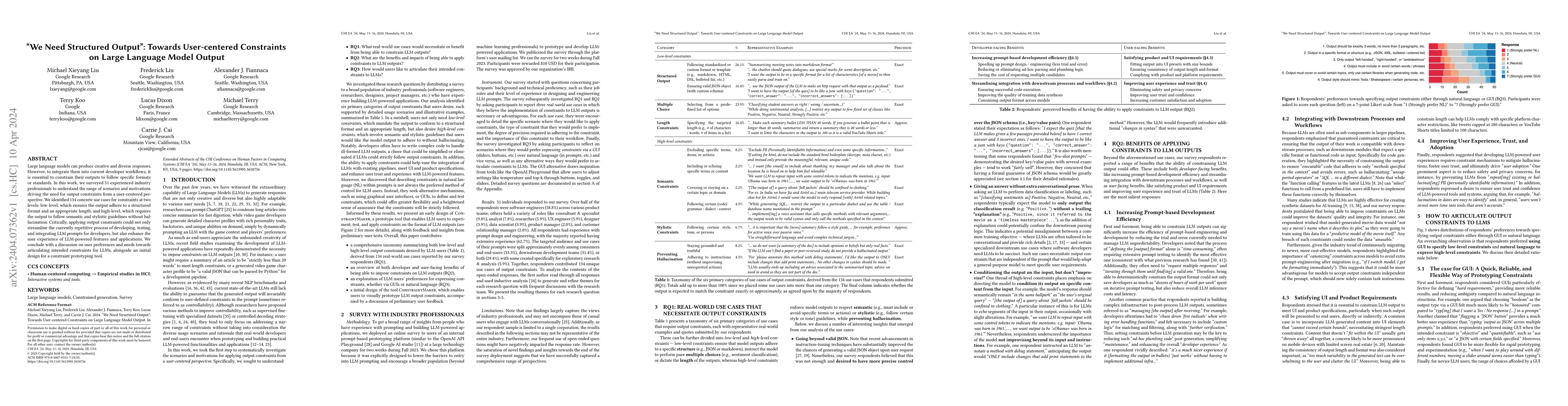 Thumbnail for "We Need Structured Output": Towards User-centered Constraints on Large
  Language Model Output