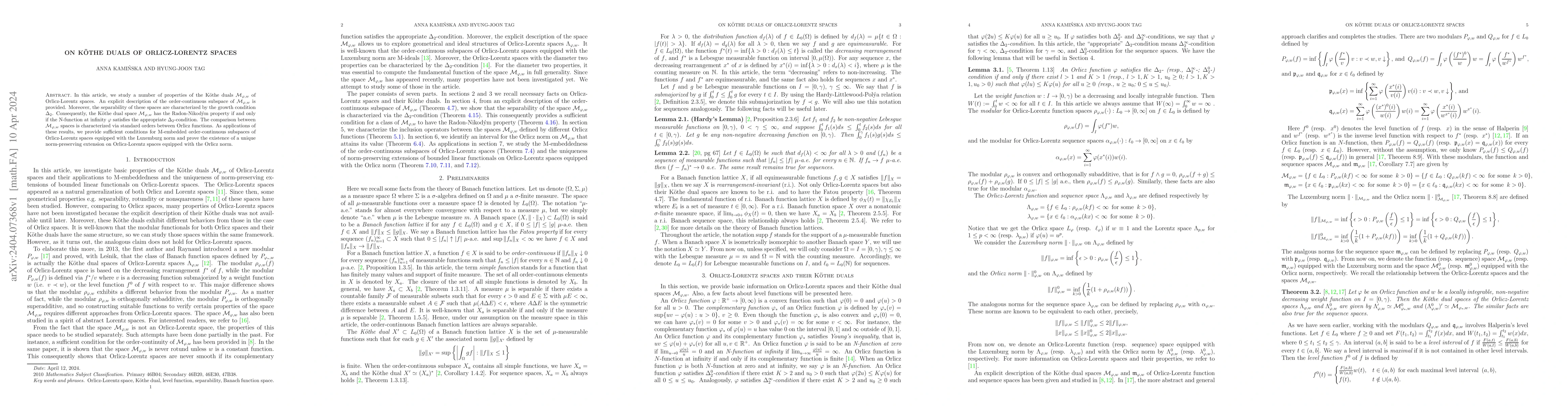 Thumbnail for On K\"othe duals of Orlicz-Lorentz spaces