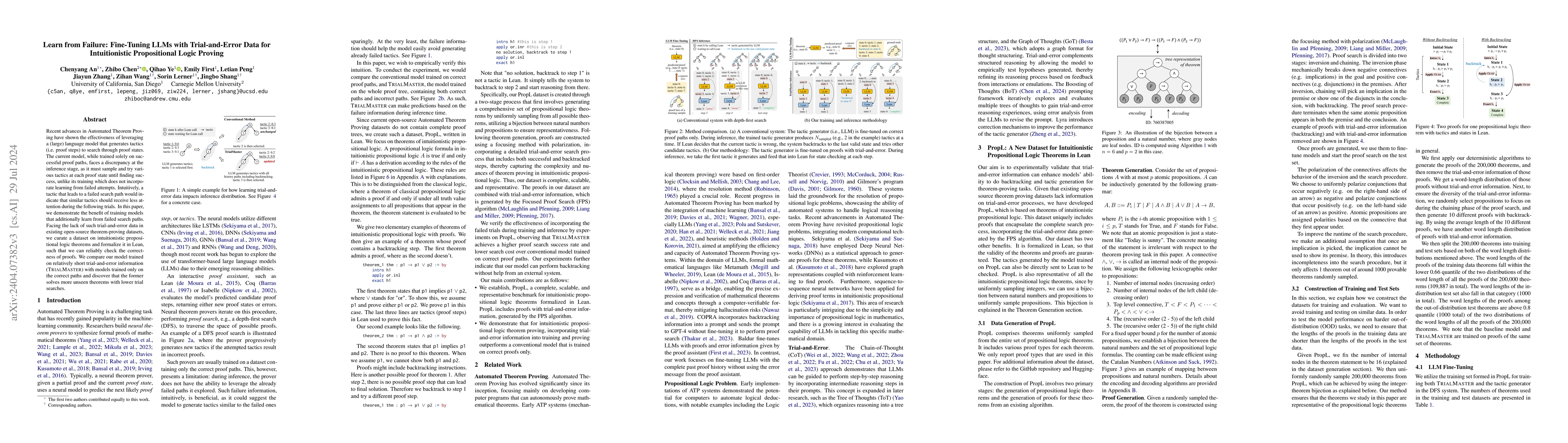 Thumbnail for Learn from Failure: Fine-Tuning LLMs with Trial-and-Error Data for
  Intuitionistic Propositional Logic Proving